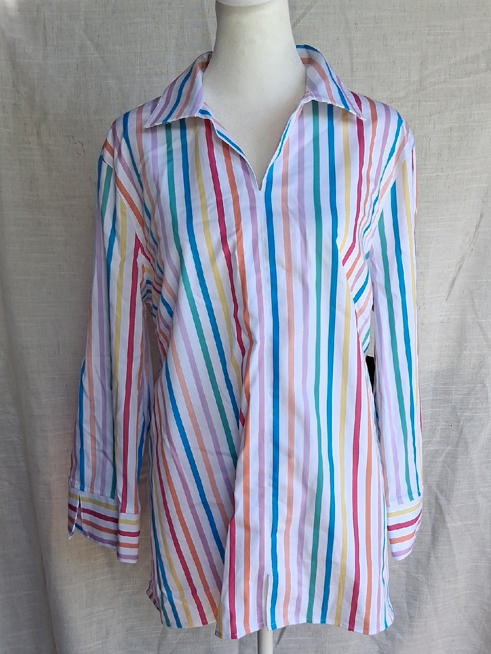 Ali Miles Striped Poplin Top Size L